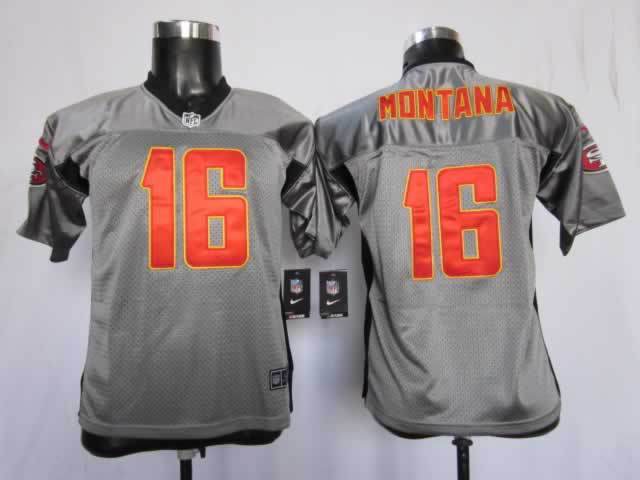 Youth San Francisco 49ers #16 montana grey Nike NFL jerseys->->Youth Jersey